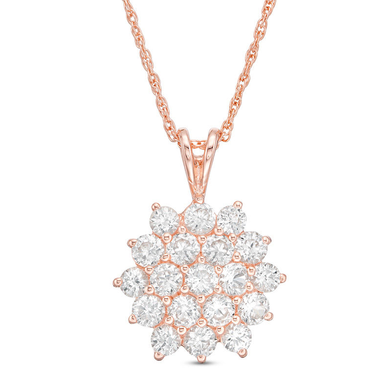 Main Image 1 of Lab-Created White Sapphire Cluster Star Pendant in Sterling Silver with 18K Rose Gold Plate