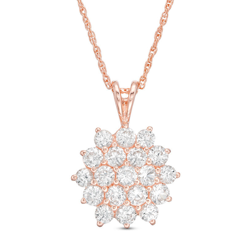 Lab-Created White Sapphire Cluster Star Pendant in Sterling Silver with 18K Rose Gold Plate