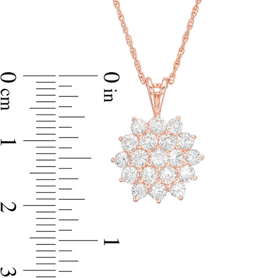 Lab-Created White Sapphire Cluster Star Pendant in Sterling Silver with 18K Rose Gold Plate