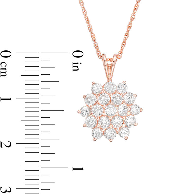 Main Image 2 of Lab-Created White Sapphire Cluster Star Pendant in Sterling Silver with 18K Rose Gold Plate