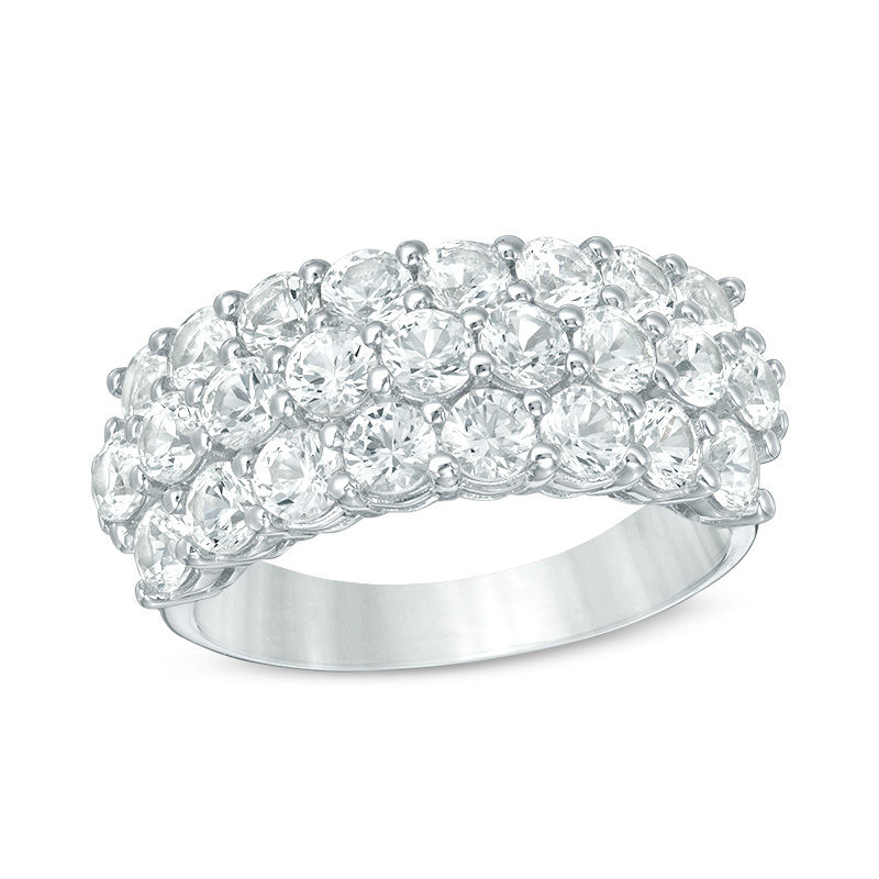 Main Image 1 of Lab-Created White Sapphire Multi-Row Ring in Sterling Silver