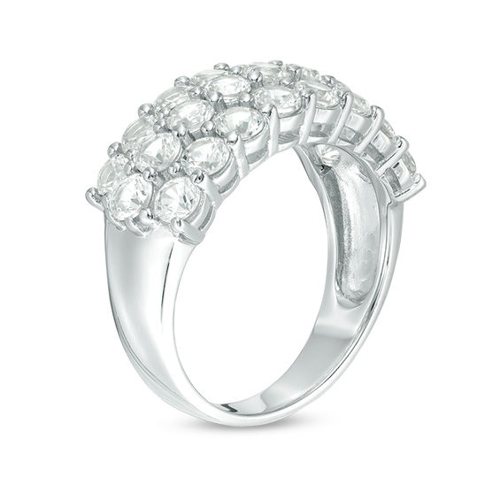 Lab-Created White Sapphire Multi-Row Ring in Sterling Silver