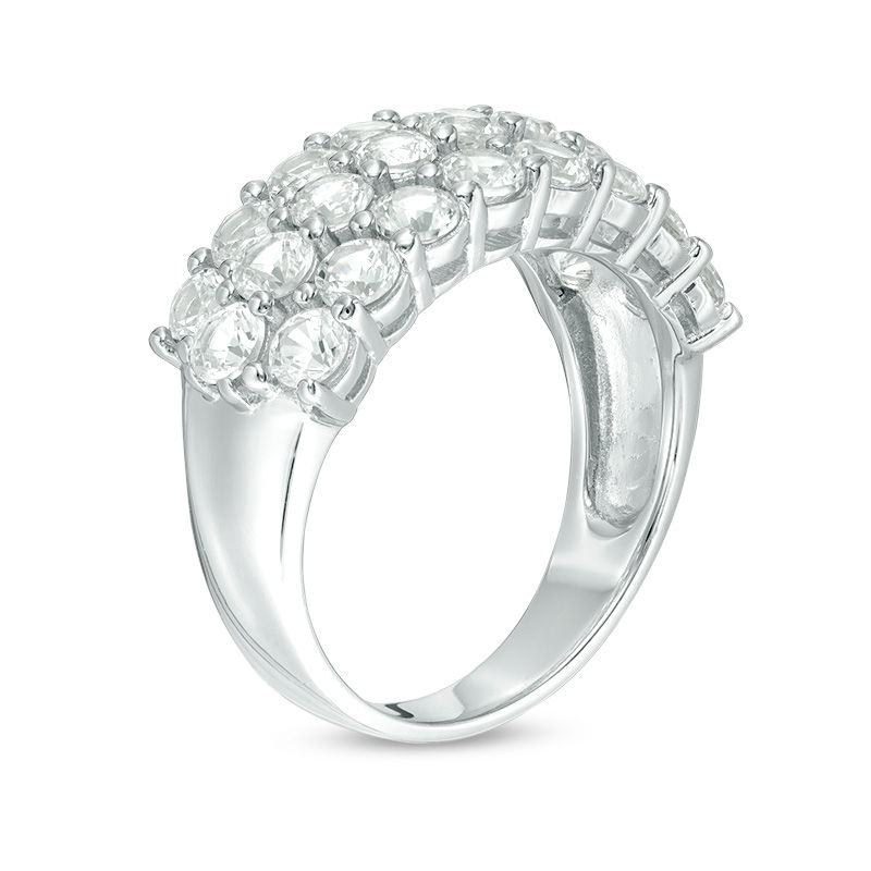 Main Image 2 of Lab-Created White Sapphire Multi-Row Ring in Sterling Silver