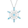 Thumbnail Image 1 of Marquise Swiss Blue Topaz and Lab-Created White Sapphire Snowflake Pendant in Sterling Silver