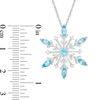 Thumbnail Image 2 of Marquise Swiss Blue Topaz and Lab-Created White Sapphire Snowflake Pendant in Sterling Silver