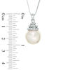 Thumbnail Image 1 of 12.0 - 13.0mm Cultured Freshwater Pearl and Lab-Created White Sapphire Coil Drop Pendant in Sterling Silver