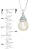 Thumbnail Image 2 of 12.0-13.0mm Freshwater Cultured Pearl and Lab-Created White Sapphire Coil Drop Pendant in Sterling Silver