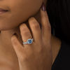 Thumbnail Image 1 of 8.0mm Simulated Aquamarine and Lab-Created White Topaz Frame Bridal Set in Sterling Silver