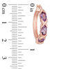 Thumbnail Image 2 of Oval Amethyst Three Stone Hoop Earrings in Sterling Silver with 18K Rose Gold Plate