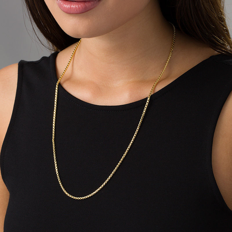 Ladies' 2.45mm Box Chain Necklace in 14K Gold - 24