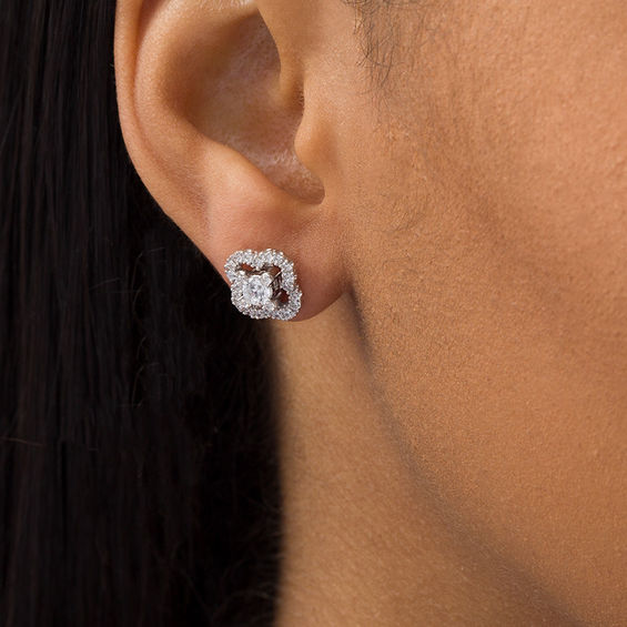 1/2 CT. T.w. Diamond Clover Frame Earring Jackets in 14K White Gold