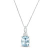 Thumbnail Image 0 of Elongated Cushion-Cut Aquamarine and Diamond Accent Tri-Top Pendant in 10K White Gold