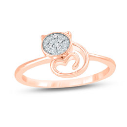 Diamond Accent Cat Swirl Heart Ring in 10K Rose Gold