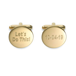Men's &quot;Let's Do This!&quot; Engravable Circle Cuff Links in Sterling Silver with 18K Gold Plate (1 Date)