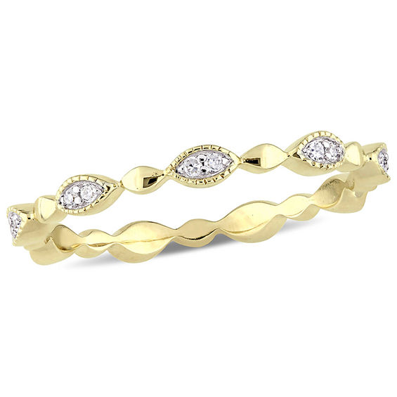 1/10 CT. T.w. Diamond Alternating Marquise Vintage-Style Stackable Band in 10K Gold