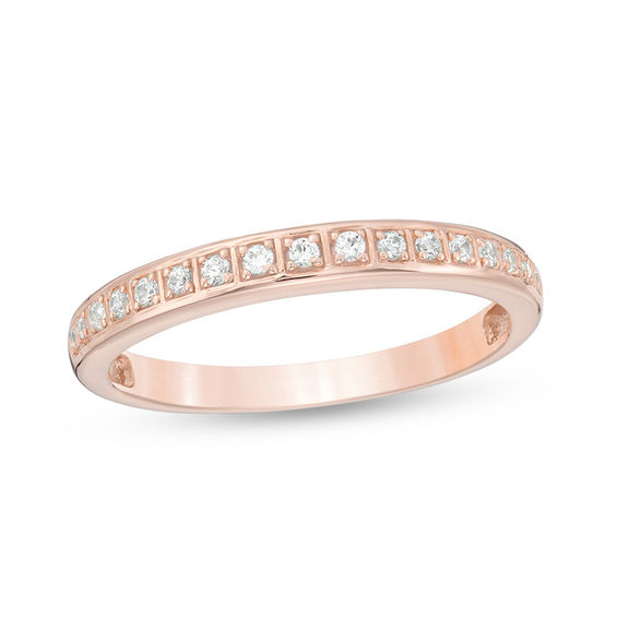 1/10 CT. T.W. Diamond Anniversary Band in 10K Rose Gold ...