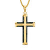 Thumbnail Image 0 of Men's Carbon Fiber Cross Pendant in Stainless Steel with Yellow IP - 24"