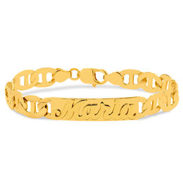 Personalized Bracelets Create Your Own Zales Script Name Embossed Id Mariner Chain Bracelet In Sterling Silver With 14k Gold Plate 1