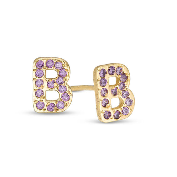 Simulated Birthstone Block Initial Mismatch Stud Earrings In Simulated Birthstone Block Initial Mismatch Stud Earrings In Sterling Silver With 14k Gold Plate 1