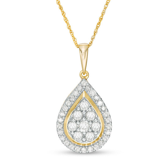 1 CT. T.w. Composite Diamond Teardrop Frame Pendant in 10K Gold
