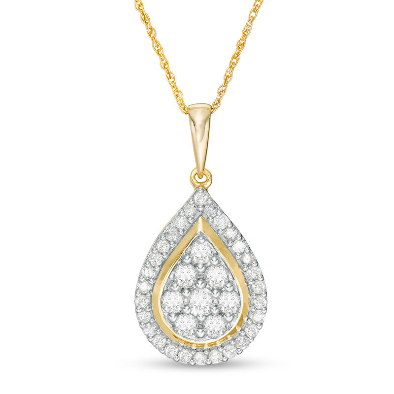 Main Image 1 of 1 CT. T.W. Composite Diamond Teardrop Frame Pendant in 10K Gold
