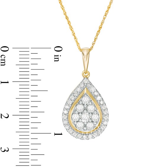 1 CT. T.w. Composite Diamond Teardrop Frame Pendant in 10K Gold