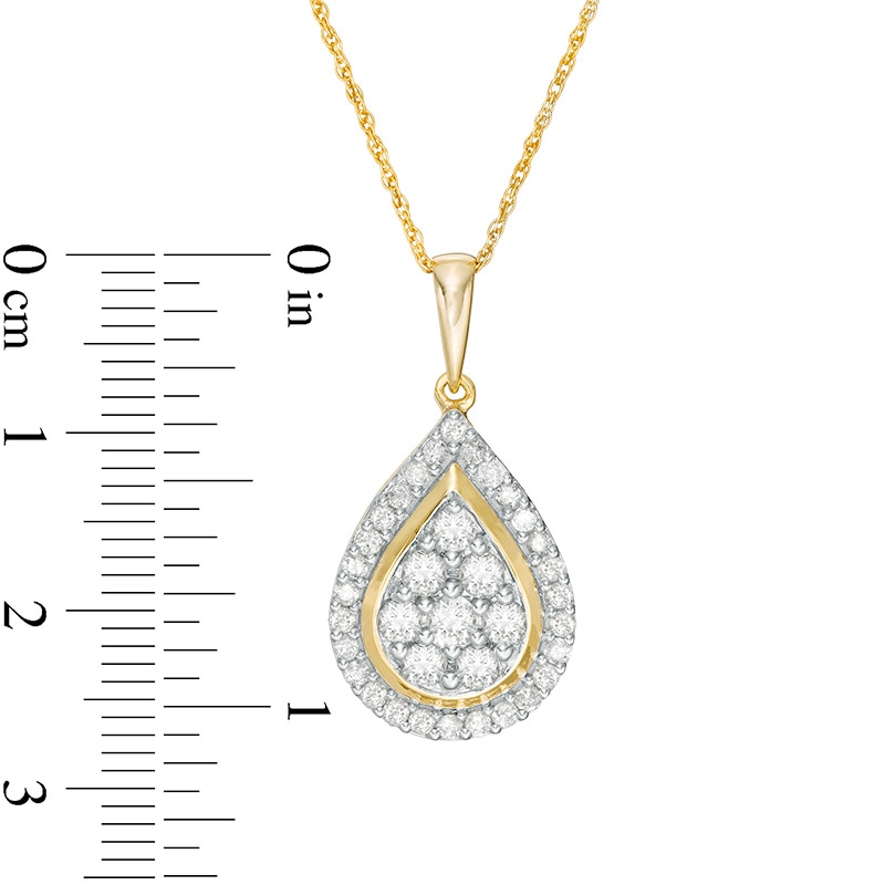 Main Image 3 of 1 CT. T.W. Composite Diamond Teardrop Frame Pendant in 10K Gold