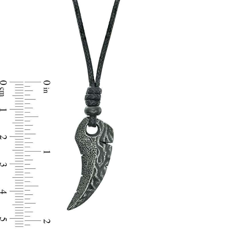 Men's Textured Tooth Pendant in Stainless Steel with Black IP - 22"