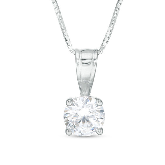 1/2 CT. Diamond Solitaire Pendant in 14K White Gold | Zales