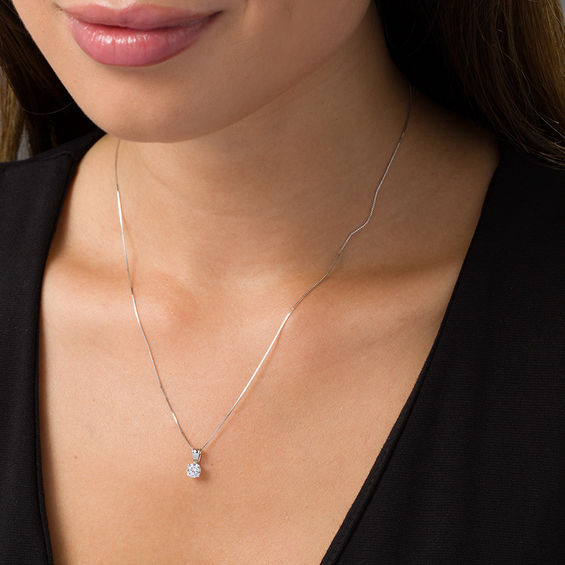 1/2 CT. Diamond Solitaire Pendant in 14K White Gold