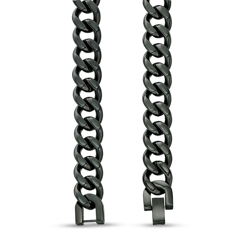 Main Image 2 of Men's 11.0mm Curb Chain Necklace in Stainless Steel with Black IP - 24"