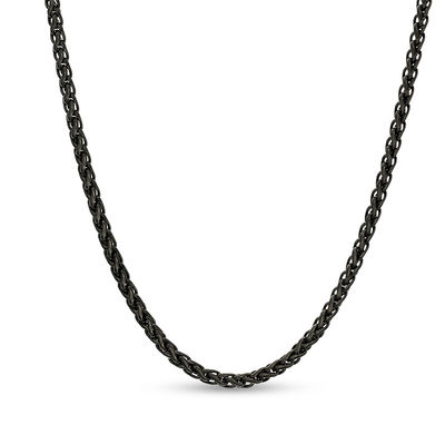 Zales Men's 3.0mm Wheat Chain Necklace in Stainless Steel with Black IP - 30