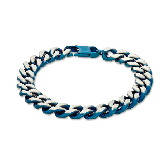 10.0mm Curb Chain Bracelet in Two-Tone Stainless Steel - 8.5"