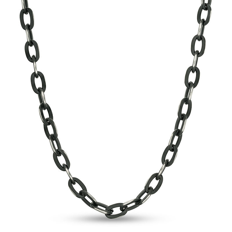 Zales Men's 3.5mm Solid Rope Chain Necklace in Stainless Steel with Black Ion-Plate - 24