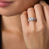 Thumbnail Image 2 of 7.0mm Cushion-Cut Lab-Created White Sapphire Bridal Set in Sterling Silver