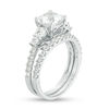 Thumbnail Image 3 of 7.0mm Cushion-Cut Lab-Created White Sapphire Bridal Set in Sterling Silver