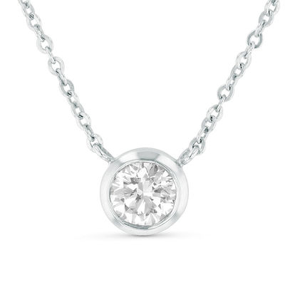 1/2 CT. Diamond Bezel-Set Solitaire Necklace in 14K White Gold (I/SI2)