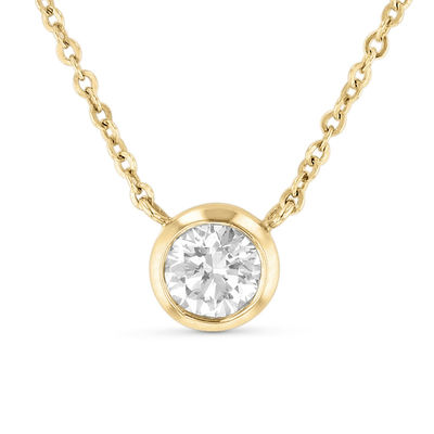 2Ct Bezel Solitaire Simulated Diamond Pendant Necklace 14K Yellow Gold Finish