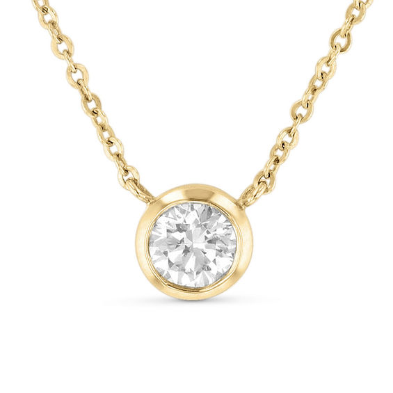 1 Ct Round Cut Diamond Bezel Set Solitaire Pendant Necklace 14k Yellow Gold Over