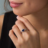 Thumbnail Image 2 of 6.0mm Heart-Shaped Lab-Created Blue Sapphire and Diamond Accent Claddagh Ring in Sterling Silver