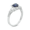 Thumbnail Image 3 of 6.0mm Heart-Shaped Lab-Created Blue Sapphire and Diamond Accent Claddagh Ring in Sterling Silver