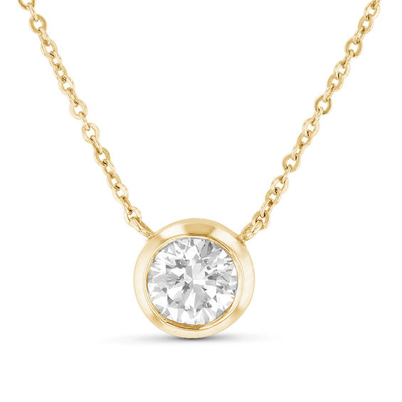 1 CT. Diamond Bezel-Set Solitaire Necklace in 14K Gold (I/Si2)