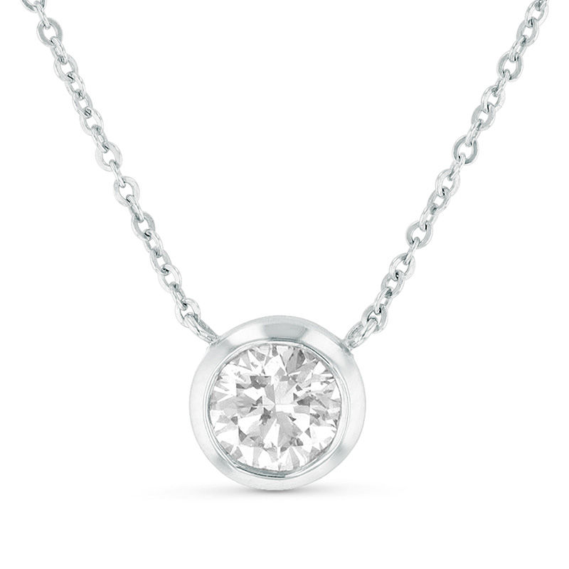 1 Ct Diamond Bezel Set Solitaire Necklace In 14k White Gold I Si2 1 Ct Diamond Bezel Set Solitaire Necklace In 14k White Gold I Si2