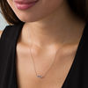 Thumbnail Image 2 of Lab-Created Blue Sapphire and 1/15 CT. T.W. Diamond Evil Eye Necklace in Sterling Silver