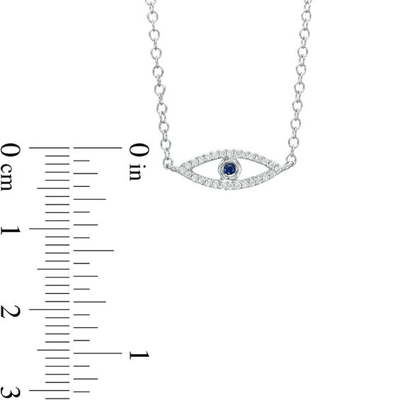 Lab-Created Blue Sapphire and 1/15 CT. T.w. Diamond Evil Eye Necklace in Sterling Silver