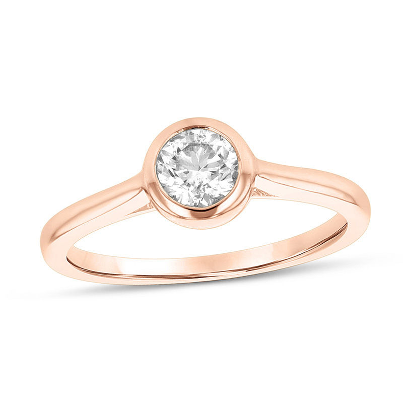 12 Ct Diamond Bezel Set Solitaire Engagement Ring In 14k Rose Gold Isi2zales