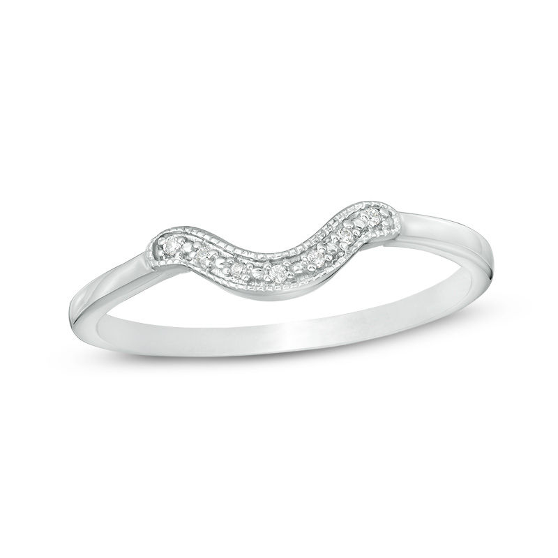 Diamond Accent Vintage-Style Contour Anniversary Band in Sterling Silver