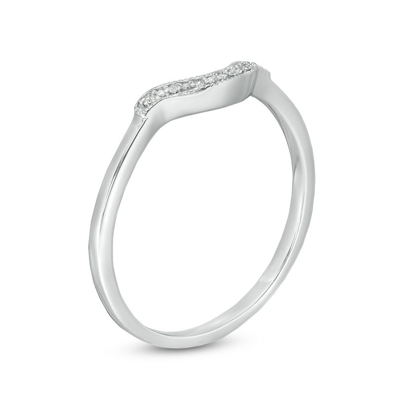 Diamond Accent Vintage-Style Contour Anniversary Band in Sterling Silver