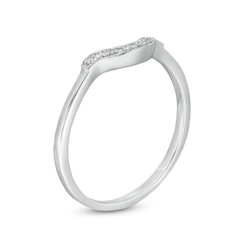 Main Image 2 of Diamond Accent Vintage-Style Contour Anniversary Band in Sterling Silver