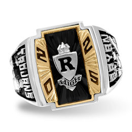 Men's Emerald-Cut Birthstone High School Class Ring by ArtCarved (1 Stone)